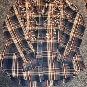 Reba Blue and Red Plaid Button-Up Shirt